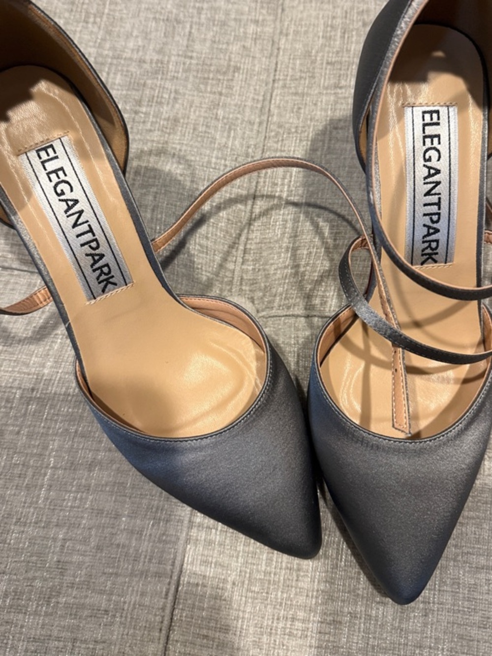 ElegantPark Women's Pointed Toe Ankle-Strap Heels in Charcoal